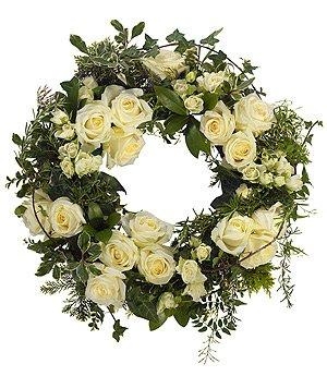 White all rose wreath