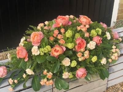 Luxury garden rose casket spray