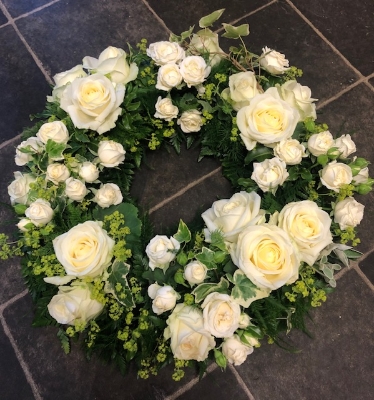 White rose wreath