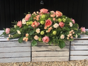 Luxury garden rose casket spray