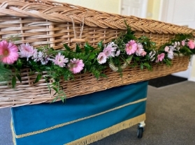 mixed flower and foliage garland