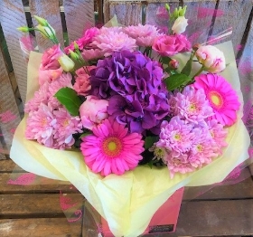 Florist selection pink & purple Handtied Bouquet