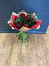 Half Dozen red rose paper wrap