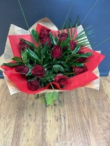 Half Dozen red rose paper wrap