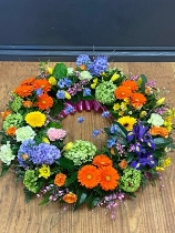 seasonal rainbow wreath